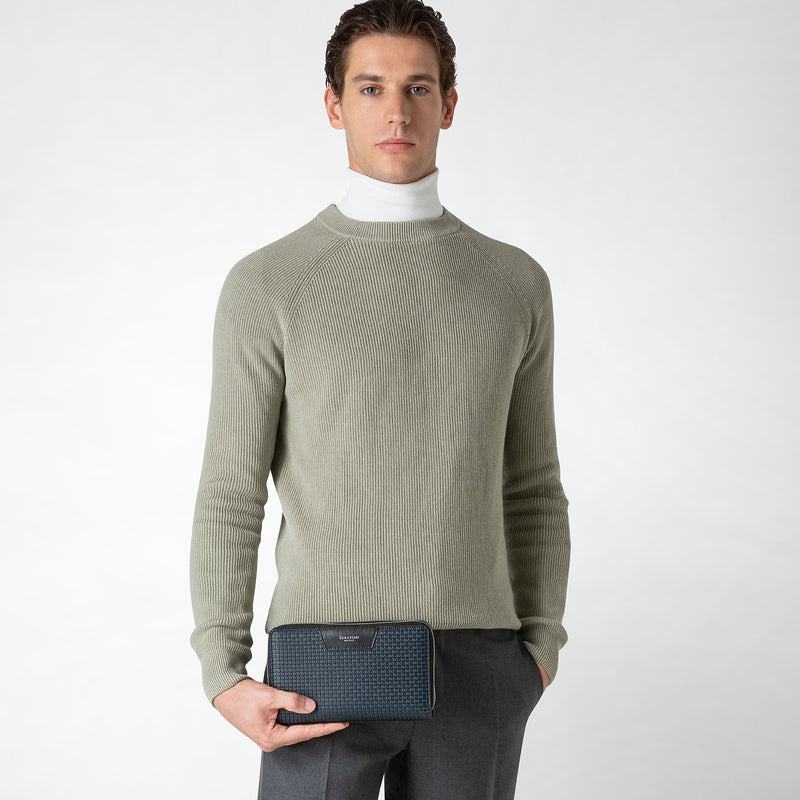 Serapian Pochette da viaggio zip doppia stepan blu oceano-nero