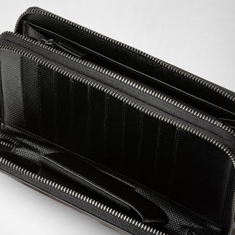 Serapian Pochette Viaggio Zip Doppia Pelle Evoluzione Nero