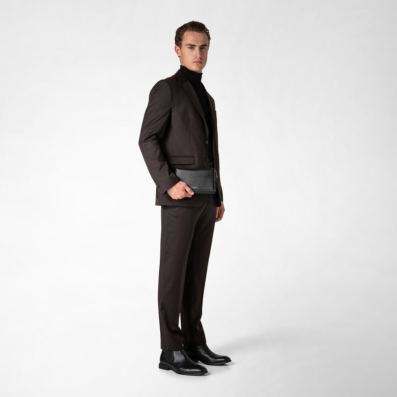 Serapian Pochette viaggio zip doppia pelle evoluzione nero