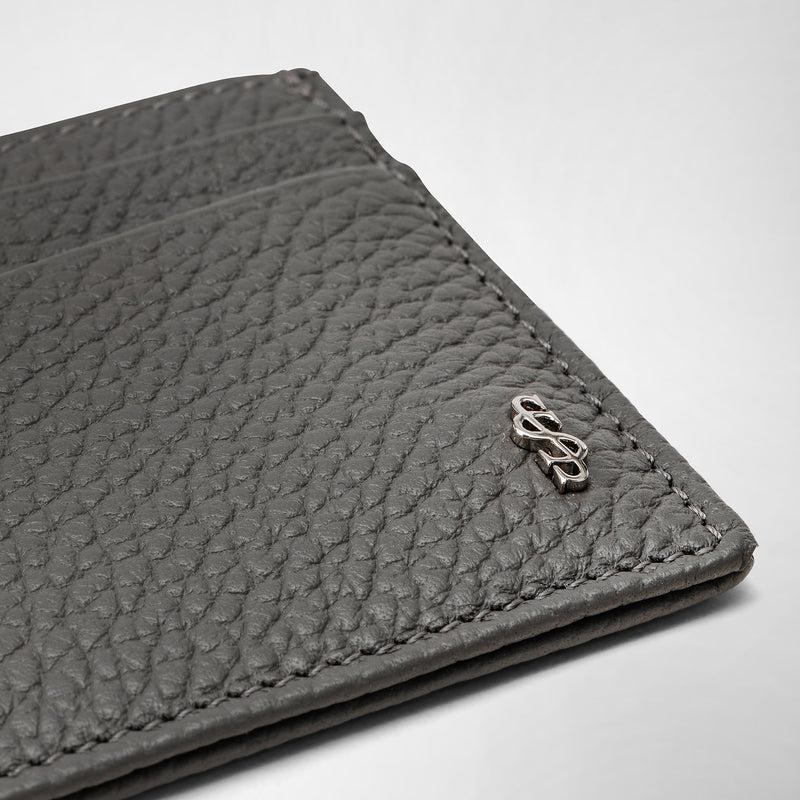 Serapian Portacarte Per 4 Carte In Pelle Cachemire Asfalto