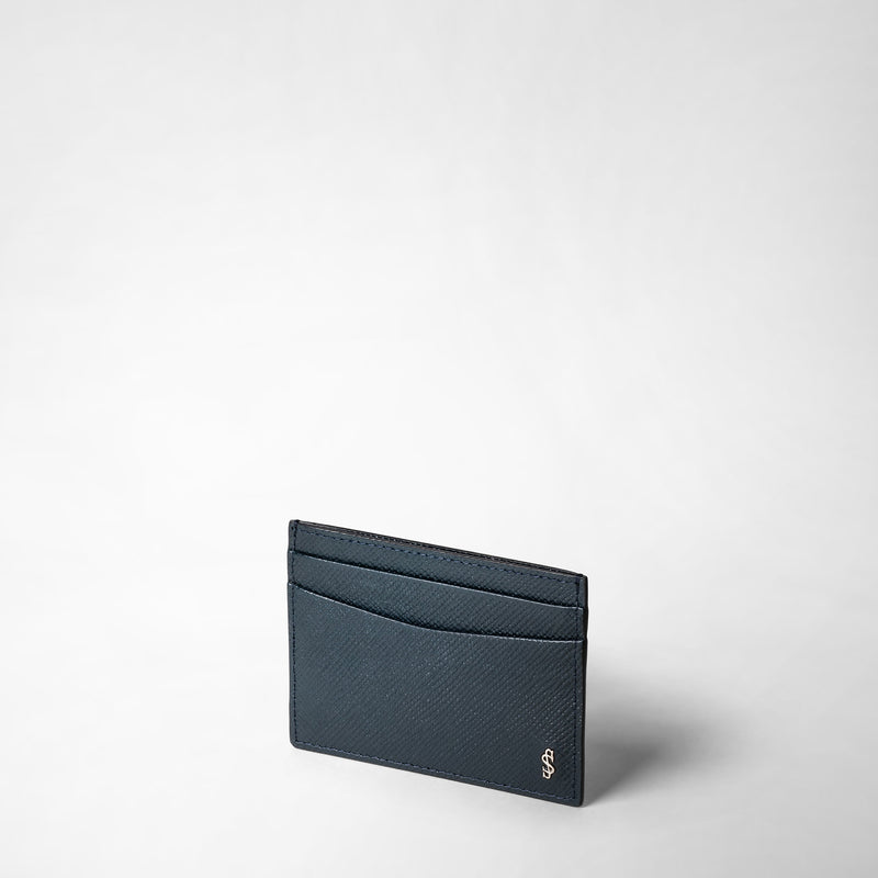 Serapian Portacarte Per 4 Carte In Pelle Evoluzione Blu Navy