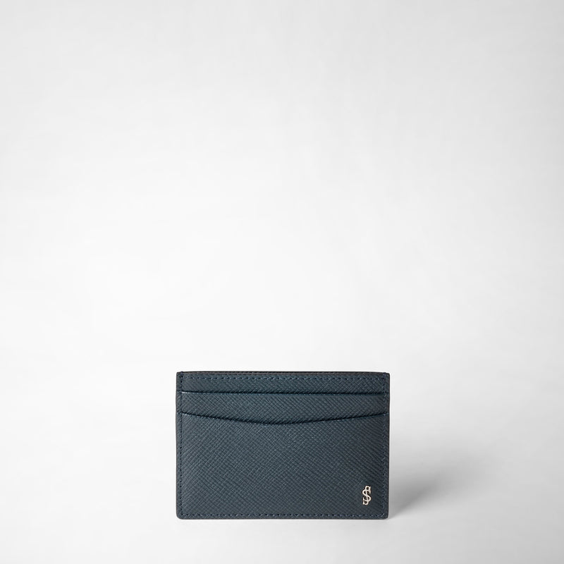 Serapian Portacarte per 4 carte in pelle evoluzione blu navy