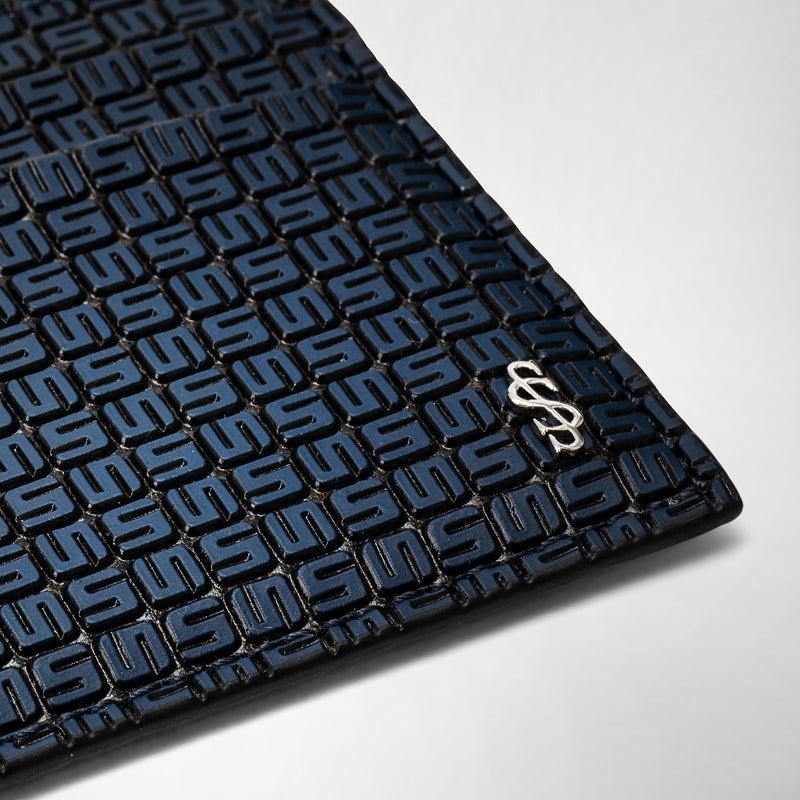 Serapian Portacarte Per 4 Carte In Stepan Blu Oceano-nero