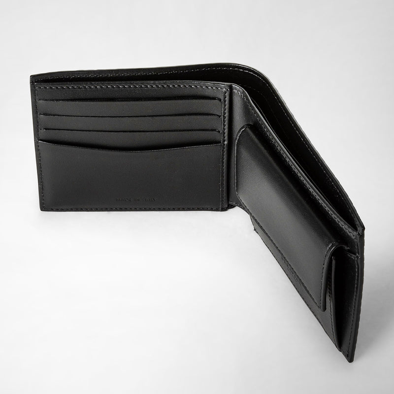 Serapian Portafoglio 4 Carte Portamonete Stepan Blu-nero