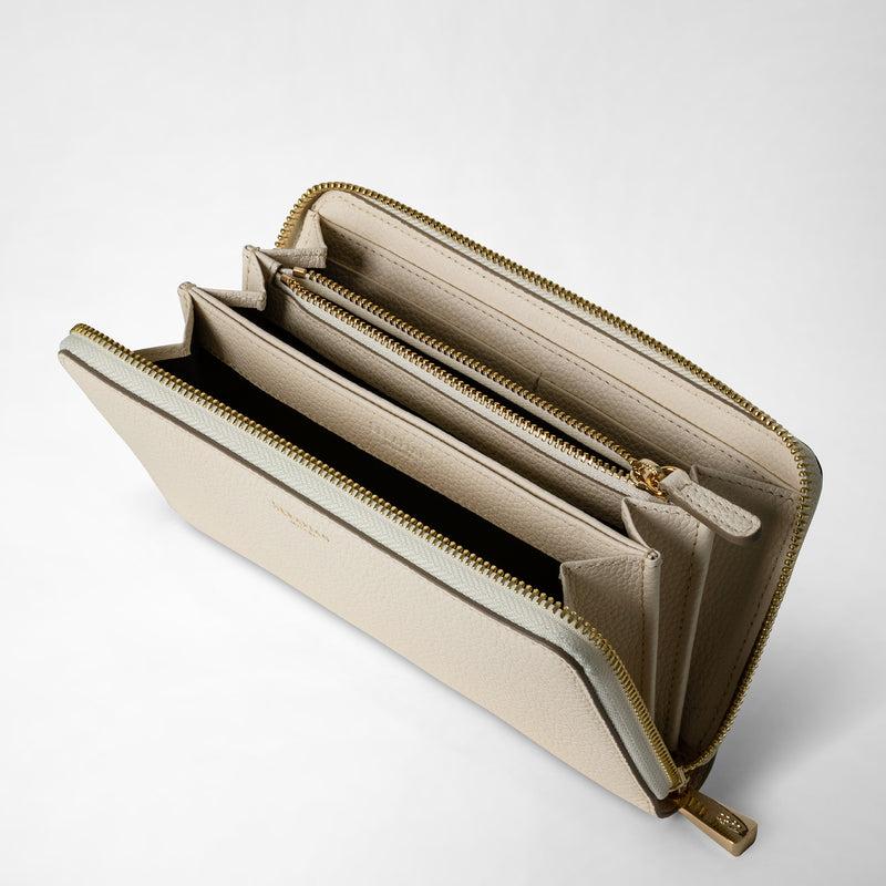 Serapian Portafoglio Con Zip In Pelle Rugiada Crema