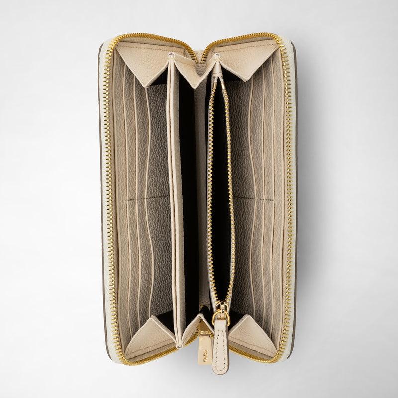 Serapian Portafoglio Con Zip In Pelle Rugiada Crema