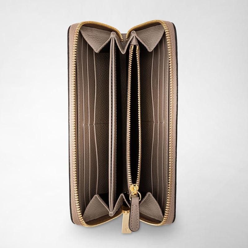 Serapian Portafoglio Con Zip In Pelle Rugiada Sahara