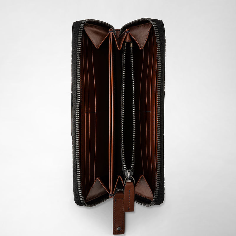 Serapian Portafoglio Con Zip In Stepan 72 Blu Oceano-cuoio