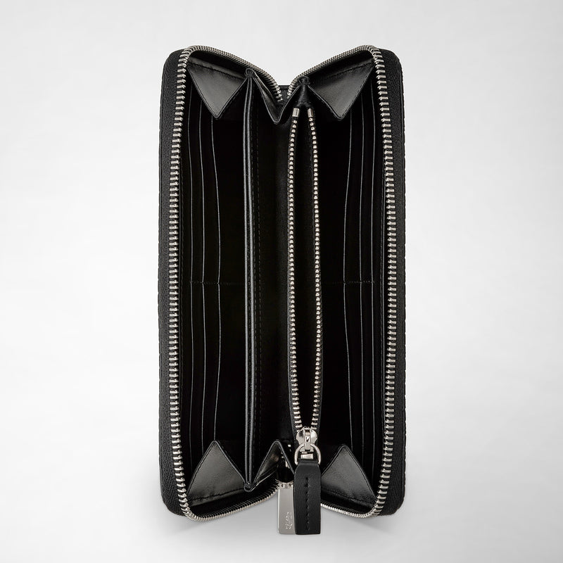 Serapian Portafoglio Con Zip In Stepan Asfalto-nero