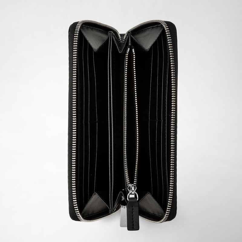 Serapian Portafoglio Con Zip In Stepan Blu Oceano-nero