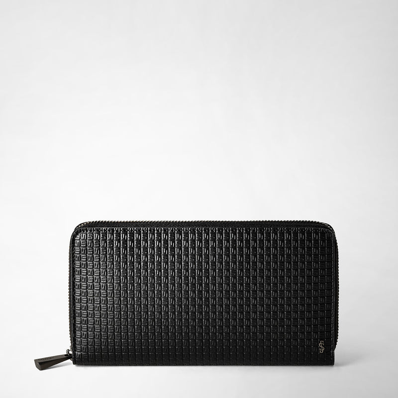Serapian Portafoglio con zip in stepan nero-nero eclissi
