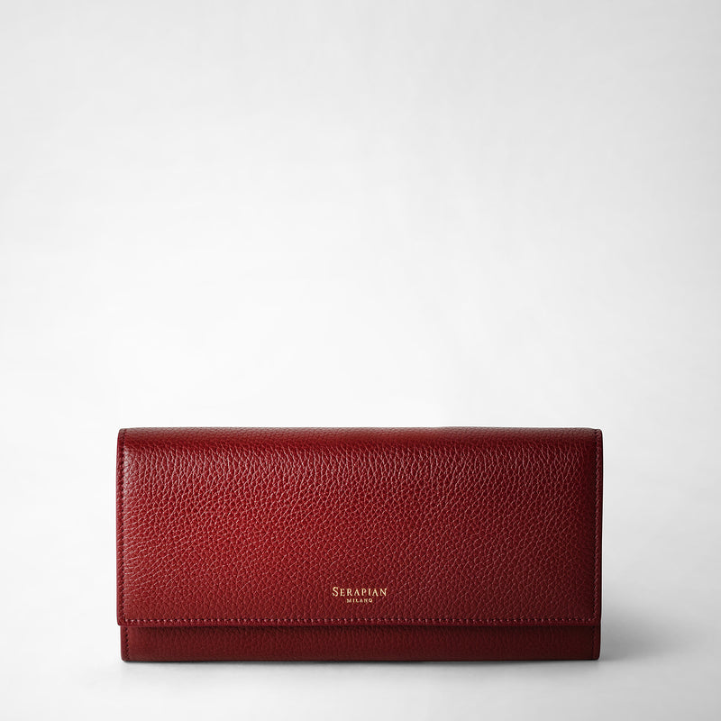 Serapian Portafoglio continental in pelle rugiada burgundy