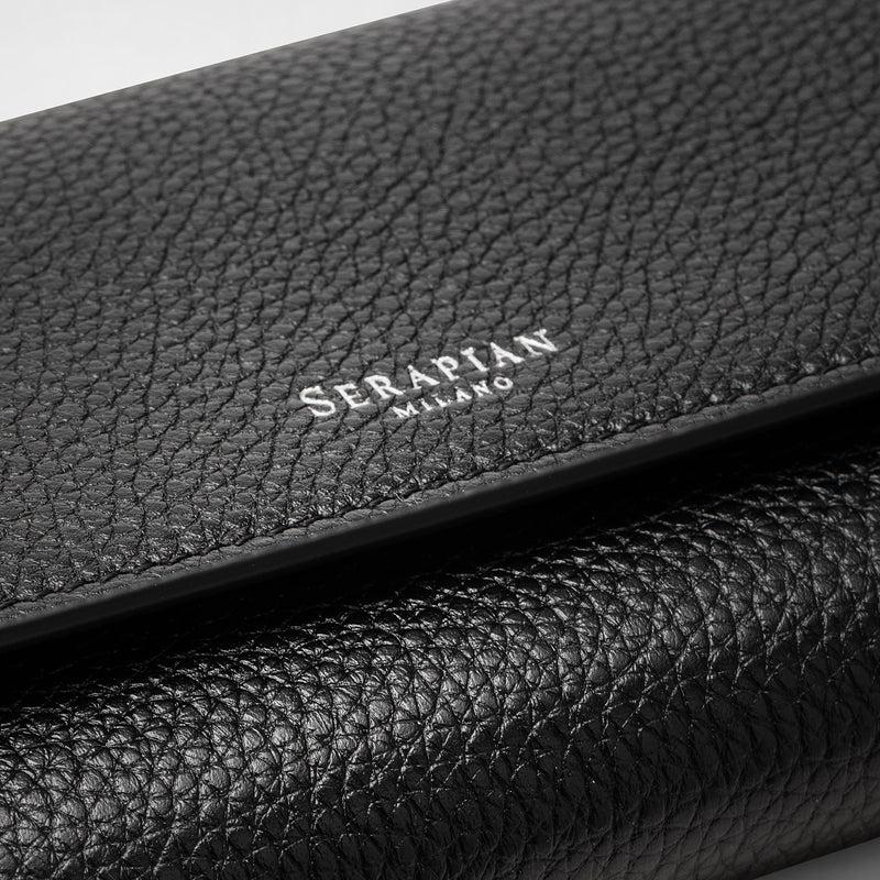 Serapian Portafoglio Continental In Pelle Rugiada Nero