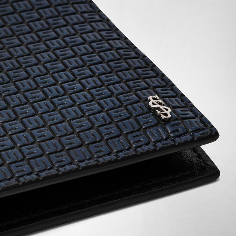 Serapian Portafoglio Per 8 Carte In Stepan Blu Oceano-nero