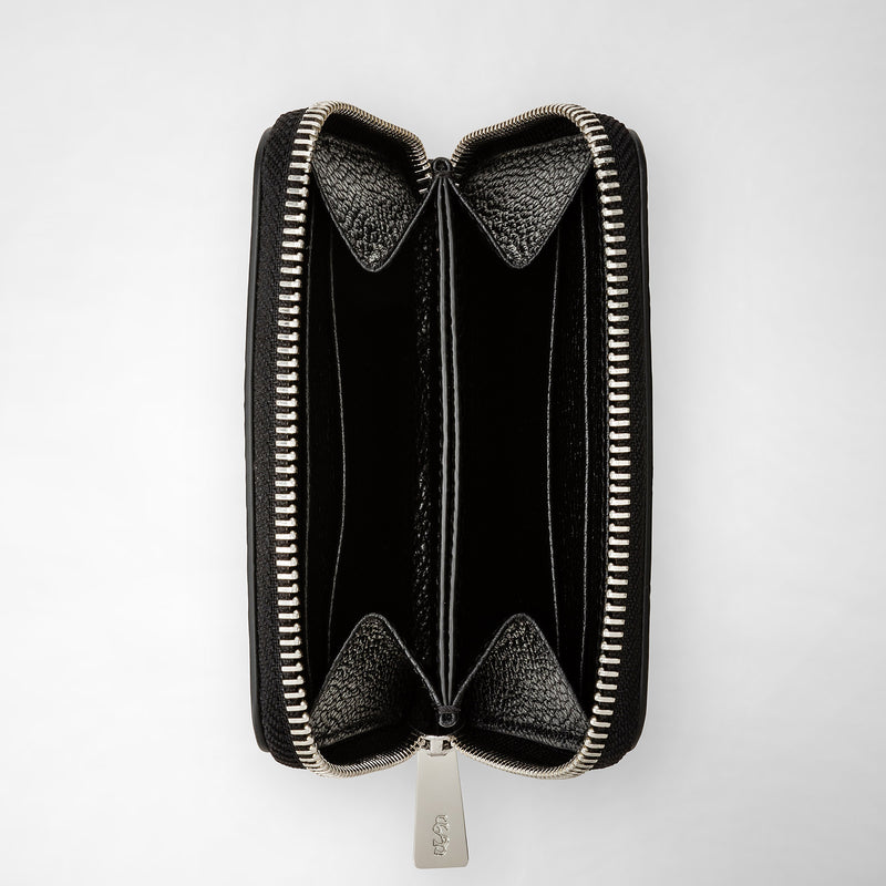 Serapian Portafoglio Piccolo Con Zip In Pelle Rugiada Nero