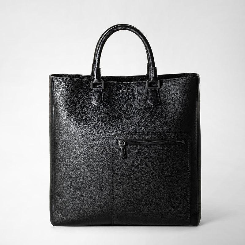 Serapian Quattordici Tote Bag In Cachemire Leather Eclipse Black