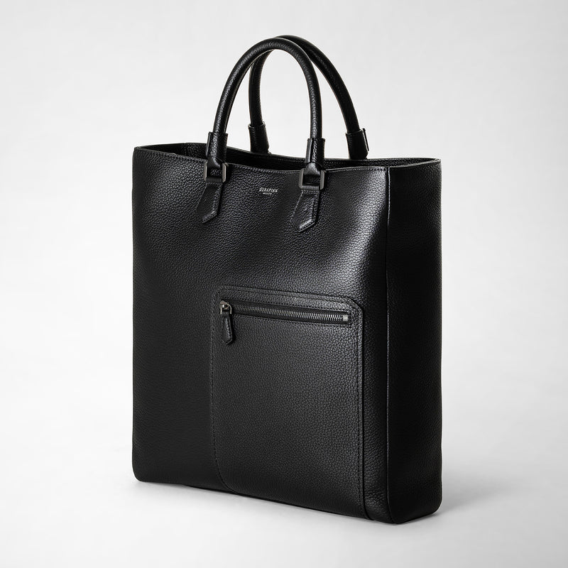 Serapian Quattordici Tote Bag In Cachemire Leather Eclipse Black
