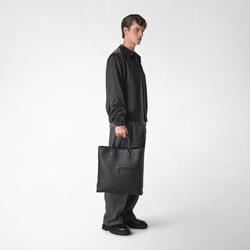 Serapian Quattordici tote bag in cachemire leather eclipse black