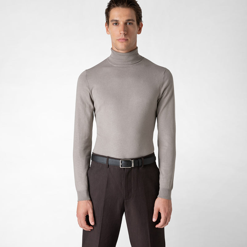 Serapian Reversible Belt In Evoluzione Leather Black Navy Blue