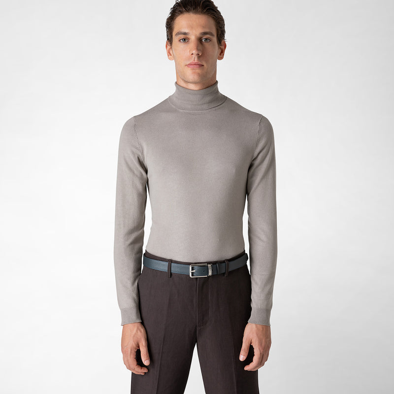 Serapian Reversible belt in evoluzione leather black navy blue