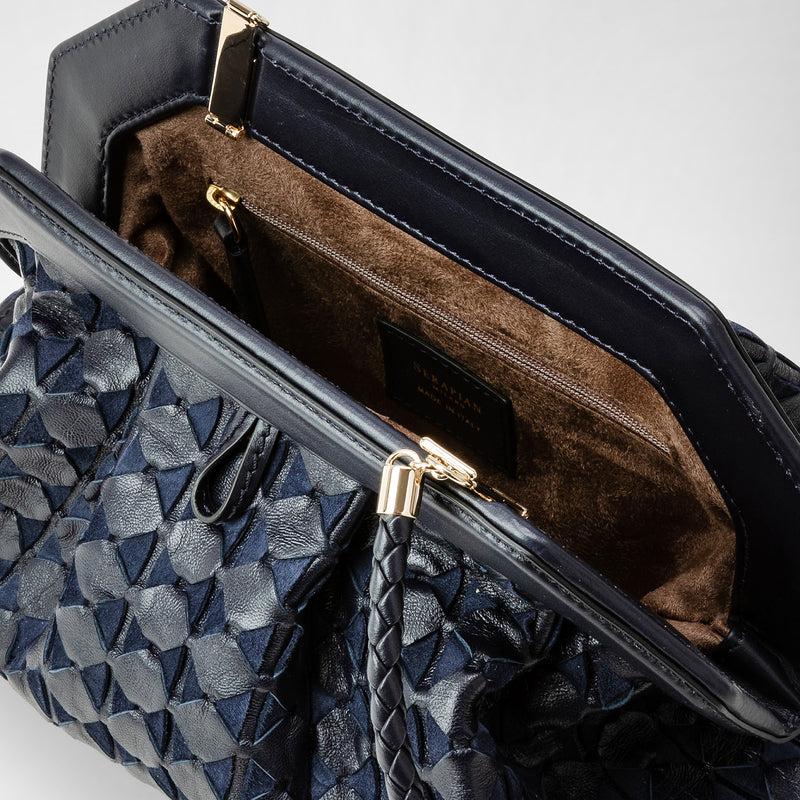 Serapian Secret Clutch Bag In Mosaico Midnight Blue