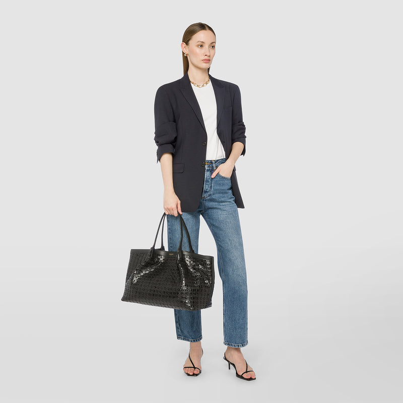 Serapian Secret tote bag in mosaico and elaphe black