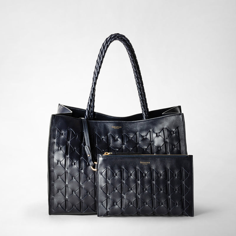 Serapian 1928 Tote Bag In Mosaico Midnight Blue