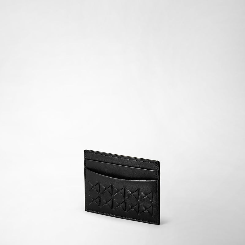 Serapian 4-card Holder In Mosaico Black