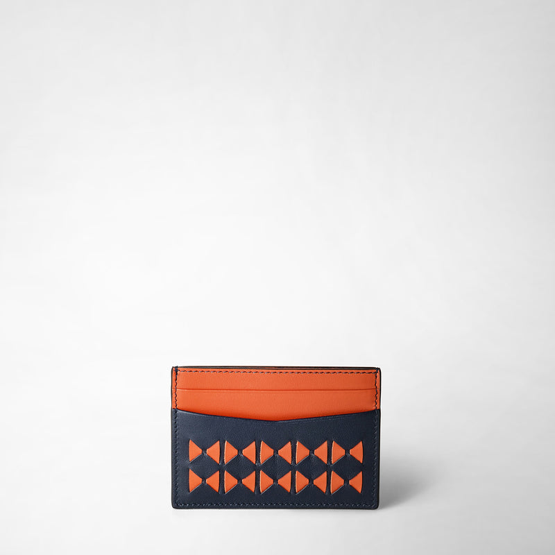 Serapian 4-card holder in mosaico navy blue orange