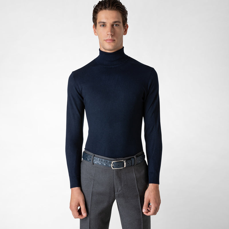 Serapian Belt in mosaico navy blue