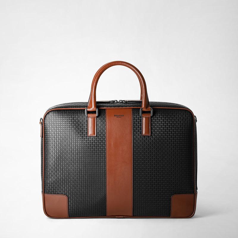Serapian Borsa Business Slim In Stepan Nero Cuoio