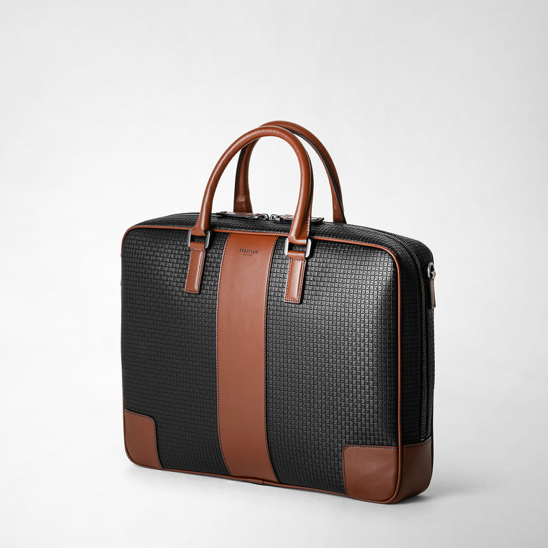 Serapian Borsa Business Slim In Stepan Nero Cuoio