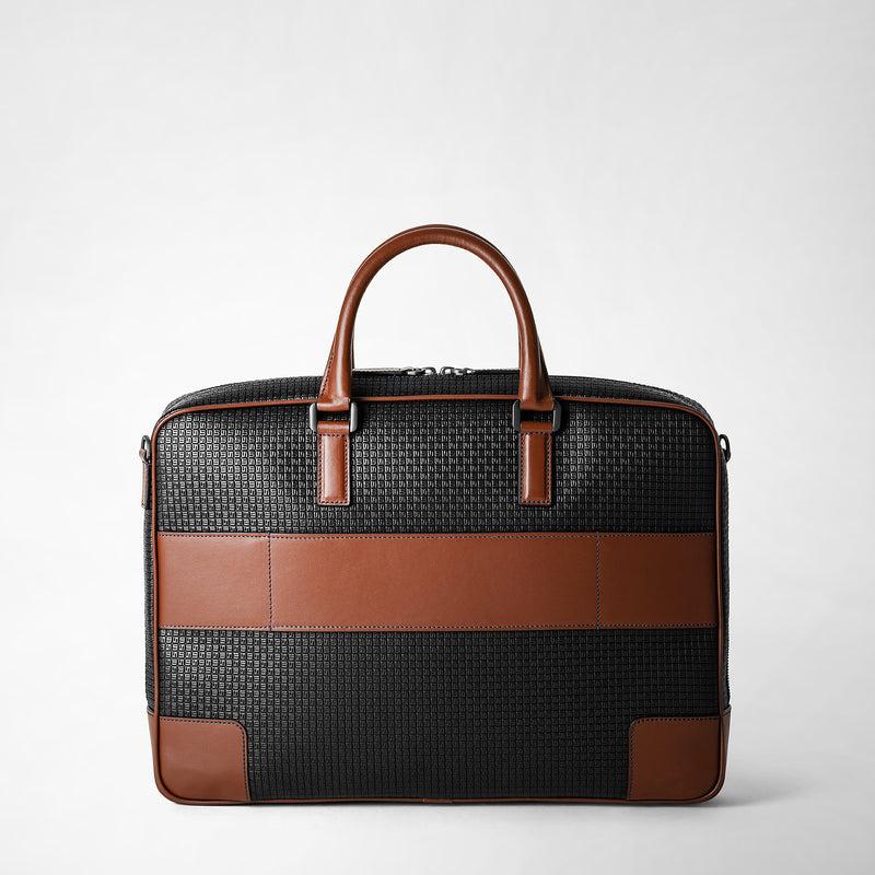 Serapian Borsa Business Slim In Stepan Nero Cuoio