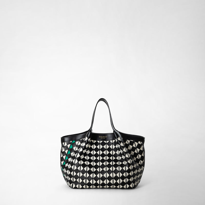 Serapian Borsa Secret Mini In Mosaico Nero-panna