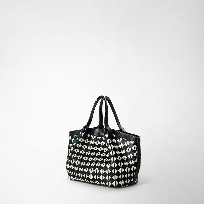 Serapian Borsa Secret Mini In Mosaico Nero-panna