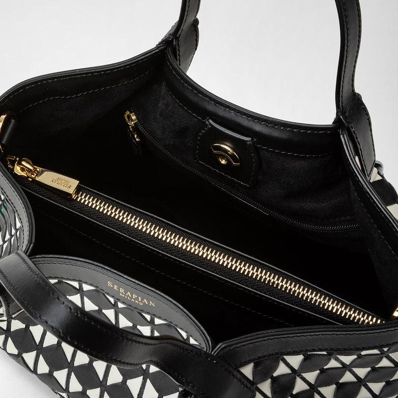 Serapian Borsa Secret Mini In Mosaico Nero-panna