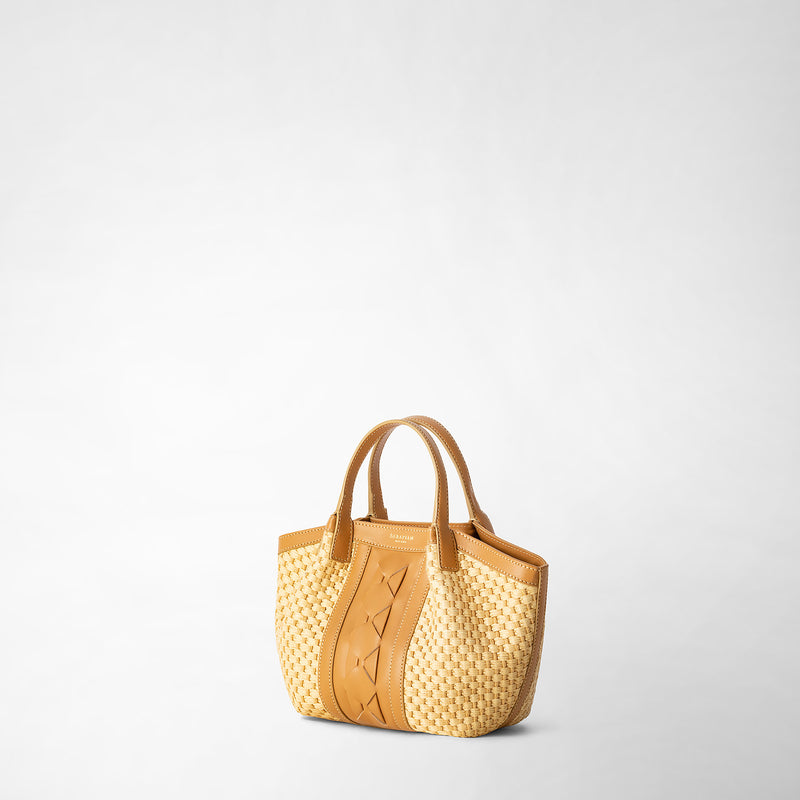 Serapian BORSA SECRET MINI IN RAFIA E PELLE SETA