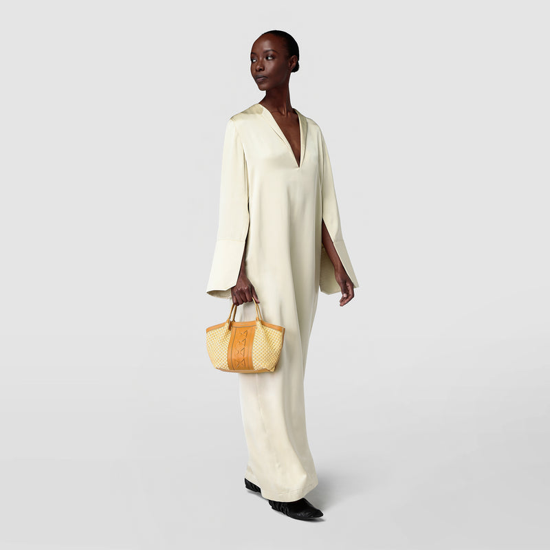 Serapian BORSA SECRET MINI IN RAFIA E PELLE SETA