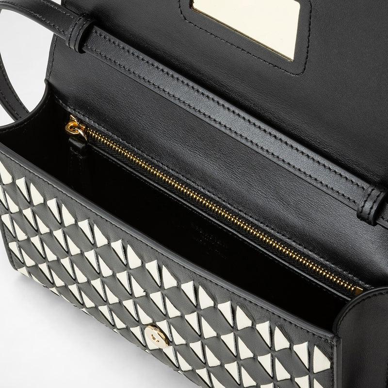 Serapian Clutch Con Tracolla In Mosaico Nero-panna