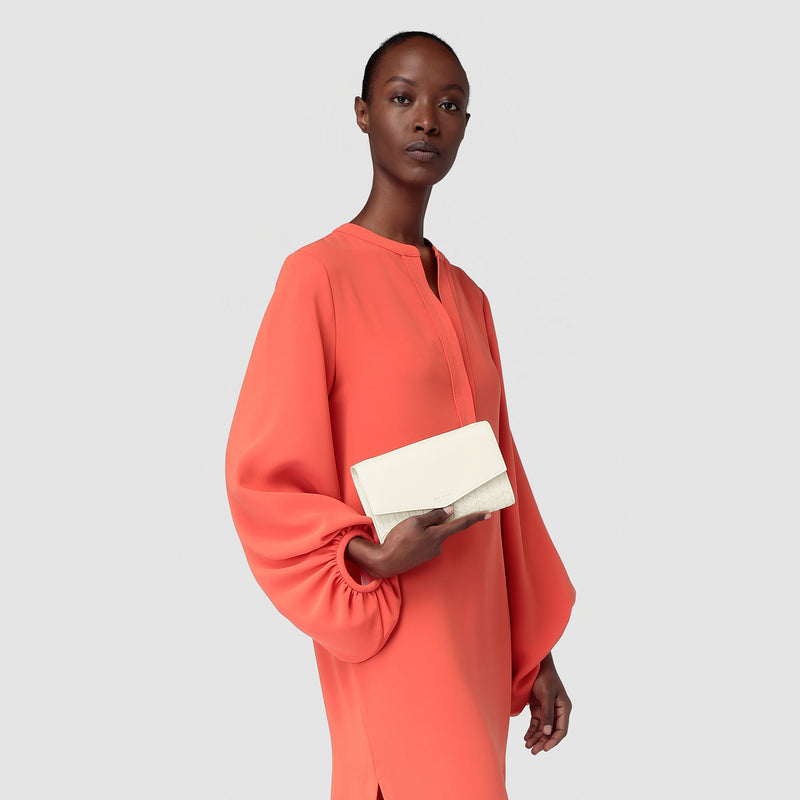 Serapian Clutch con tracolla in mosaico panna