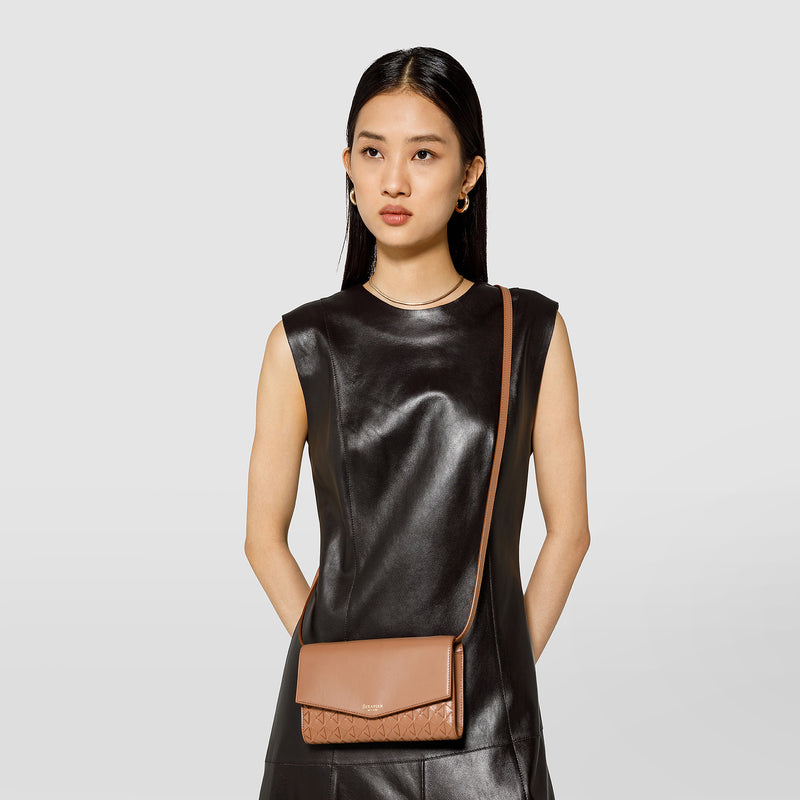 Serapian Clutch with shoulder strap in mosaico tan