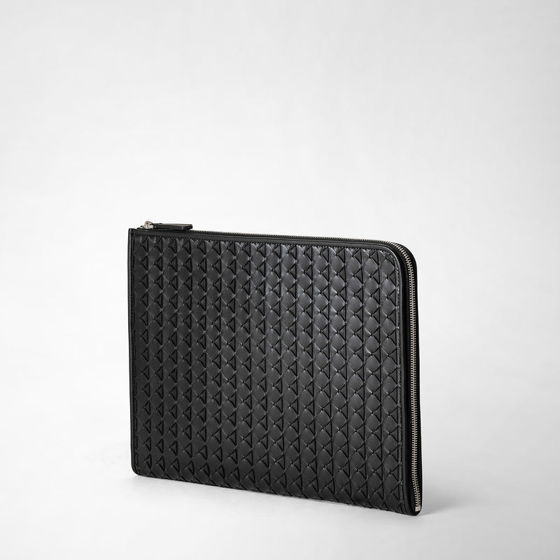 Serapian Compact Document Folio In Mosaico Black