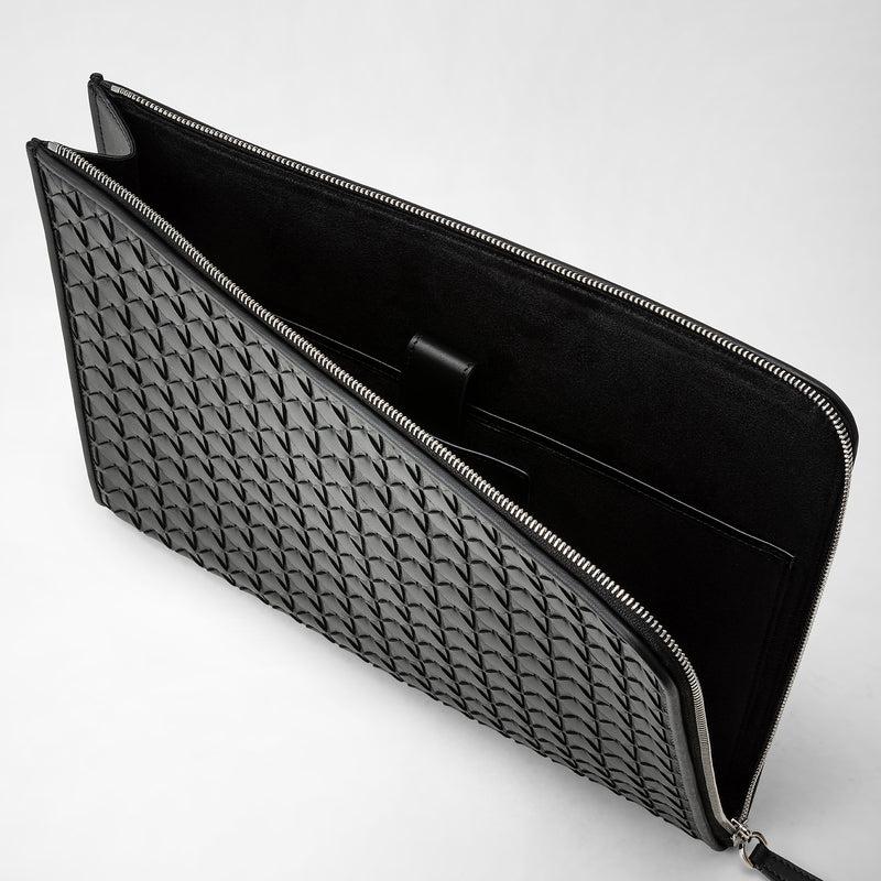 Serapian Compact Document Folio In Mosaico Black