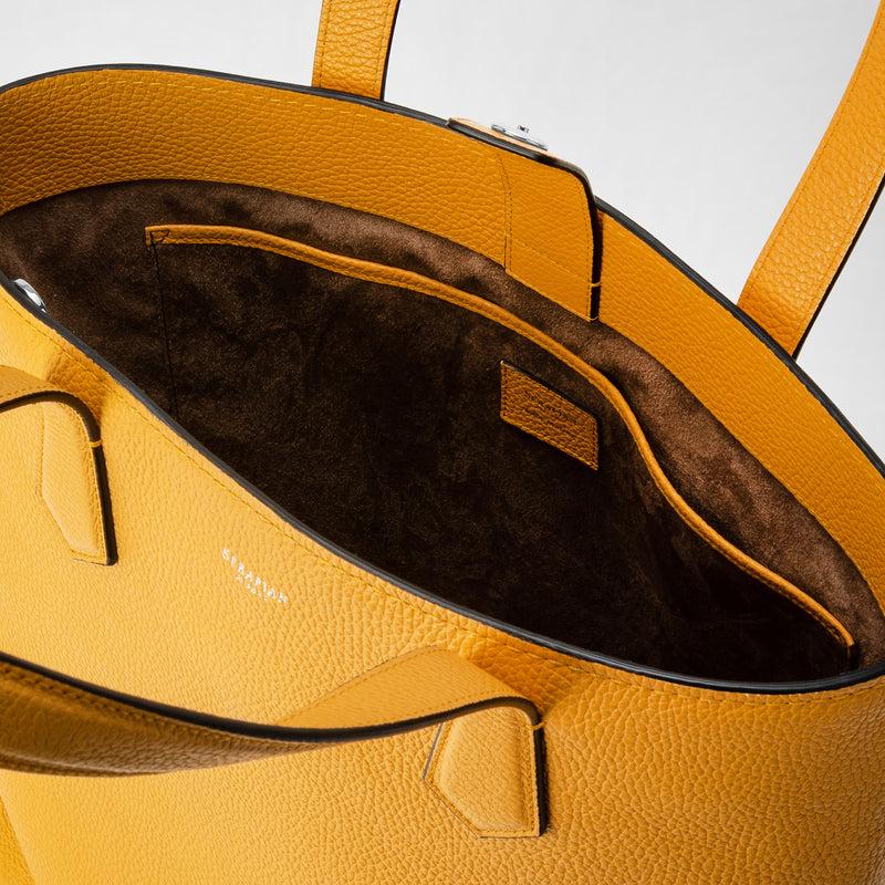Serapian Day Tote Bag In Cachemire Leather Ochre