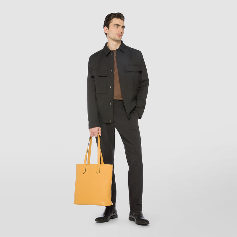Serapian Day tote bag in cachemire leather ochre