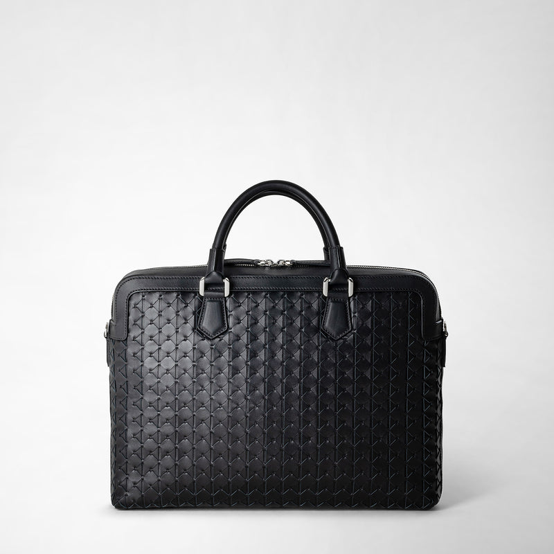Serapian Extra Slim Briefcase In Mosaico Black