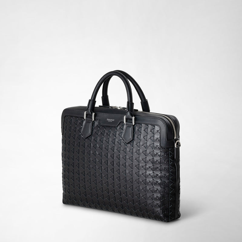 Serapian Extra Slim Briefcase In Mosaico Black
