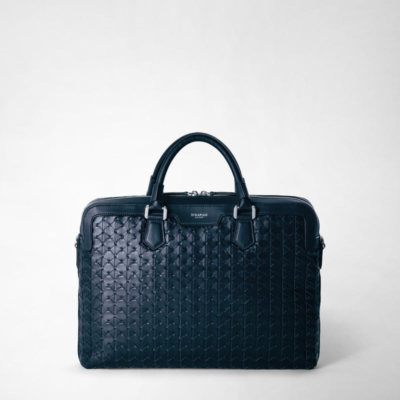 Serapian Extra Slim Briefcase In Mosaico Navy Blue