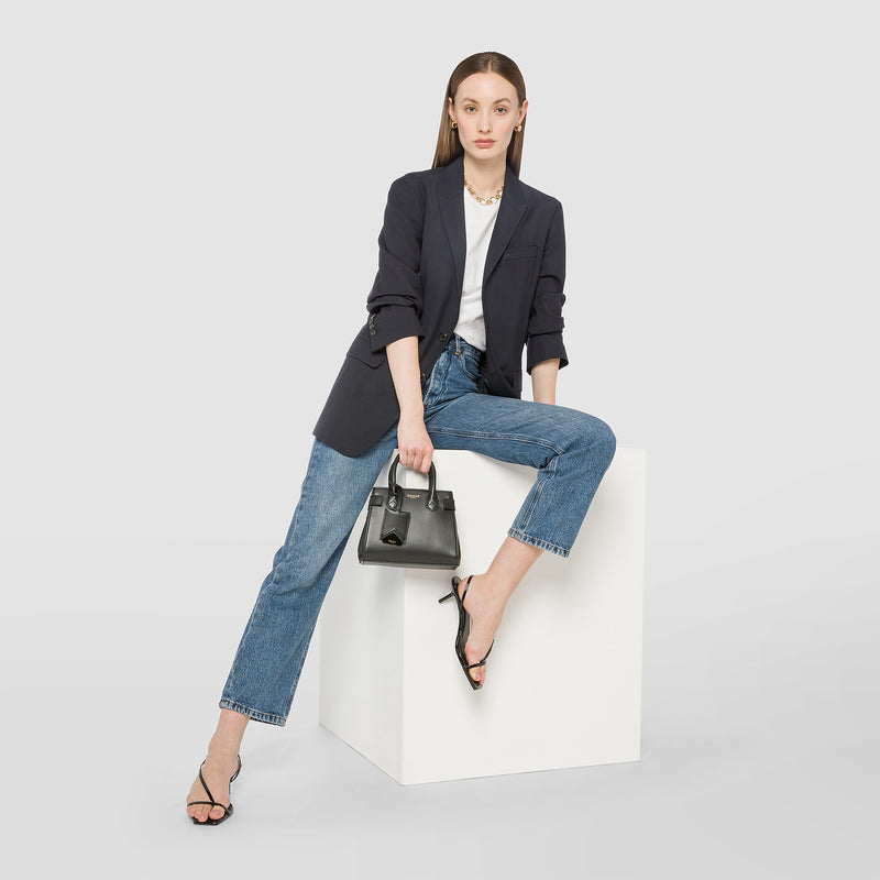 Serapian Mini meline' handbag in seta leather black