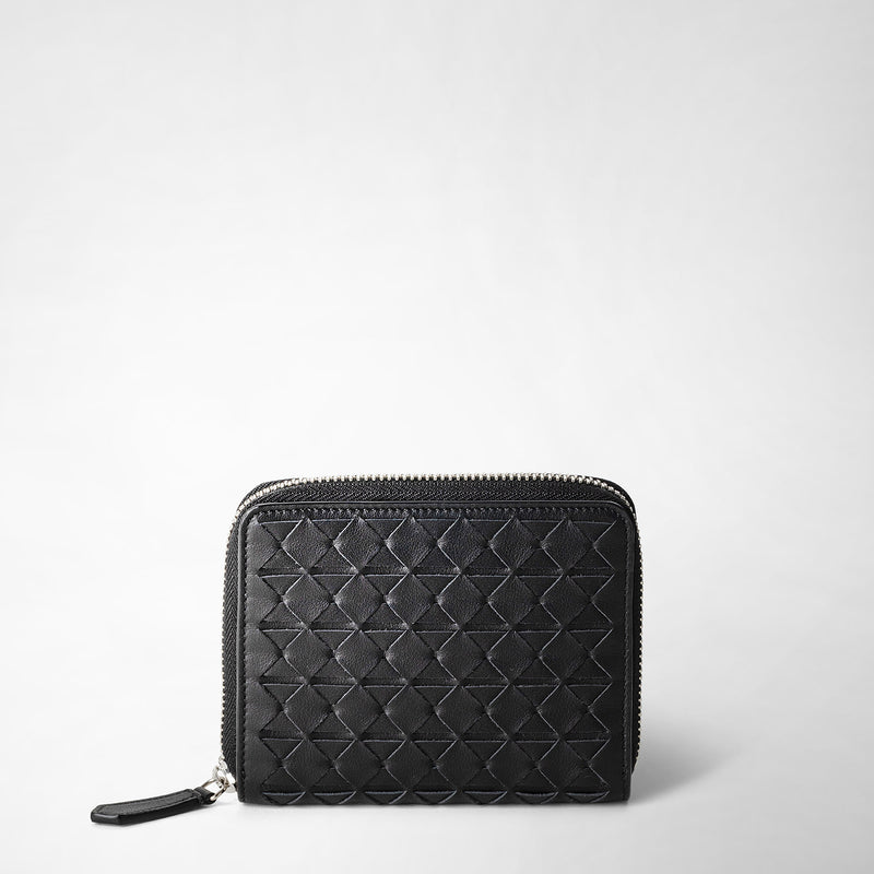 Serapian Mini zip wallet in mosaico black